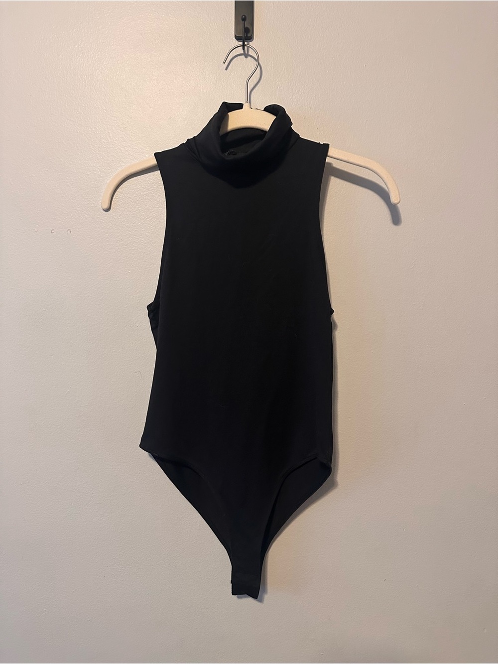 Zara Foldover Mock Neck Tank Bodysuit Black Small